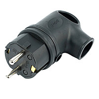 Вилка угловая с/з STEKKER, RPG16-21-442 (В 16-002), каучук, 250В, 16A, IP44, черный