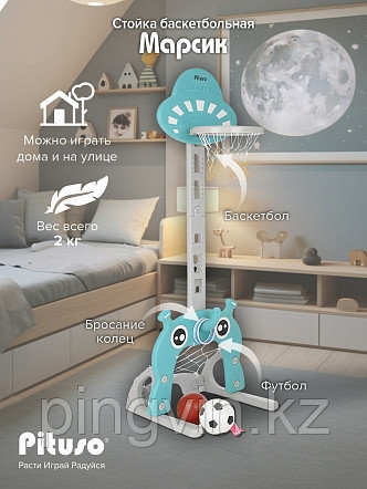 PITUSO Стойка баскетбольная Марсик (с кольцебросом,футб.воротами) Green/Зеленый, фото 1