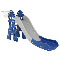 PITUSO Горка с баскет.кольцом ЗАМОК Синий/серый 185*46*96h