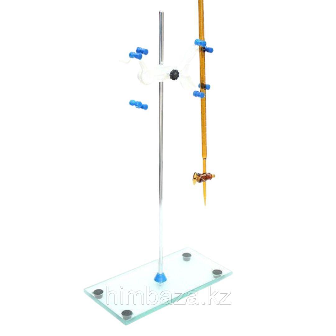 Штатив лабораторный с бюреточным зажимом, основание стеклянное, фото 1