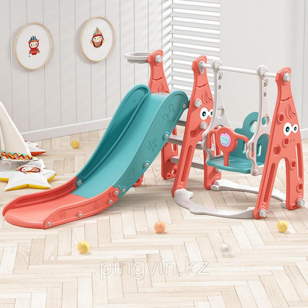 PITUSO Горка-комплекс Забияка (горка, качели, баскет. кольцо) Deep pink/Темно-розовый 143*170*94 см, фото 1