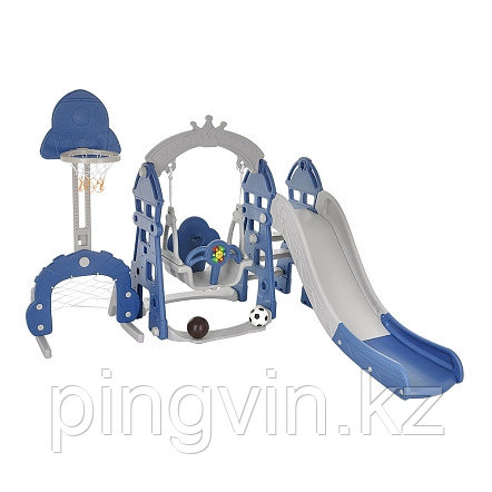 PITUSO Горка-Комплекс Замок(горка,качели, футб. ворота, баскет. стойка)(звук) Синий/серый, 249*146*122h, фото 1