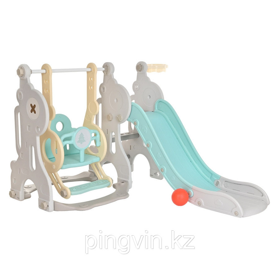 PITUSO Горка-комплекс Норик (горка, качели, баскет. кольцо) Grey+Blue/Серый+ Голубой, фото 1