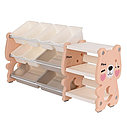 PITUSO Стеллаж для игрушек с ящиками Медвежонок,3 полки,Pink/Персик,123*33*65h, фото 3