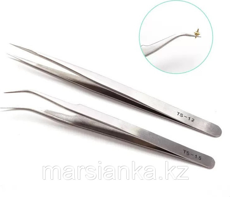 Пинцет металлический изогнутый, фото 1