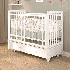 PITUSO Кровать детская TINY ящик-маятник/колесо Белая аляска