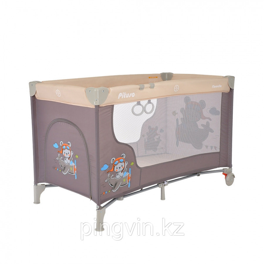 PITUSO Манеж FLORECITA BEIGE/БЕЖЕВЫЙ одноуровневый, 2 кольца, лаз на молнии, 125X65X78 см, фото 1