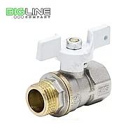 Кран шаровой латунь никель Standart Ду15 Ру40 ВР/НР бабочка Aquasfera