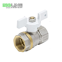 Кран шаровой латунь никель Standart Ду15 Ру40 ВР/ВР бабочка Aquasfera