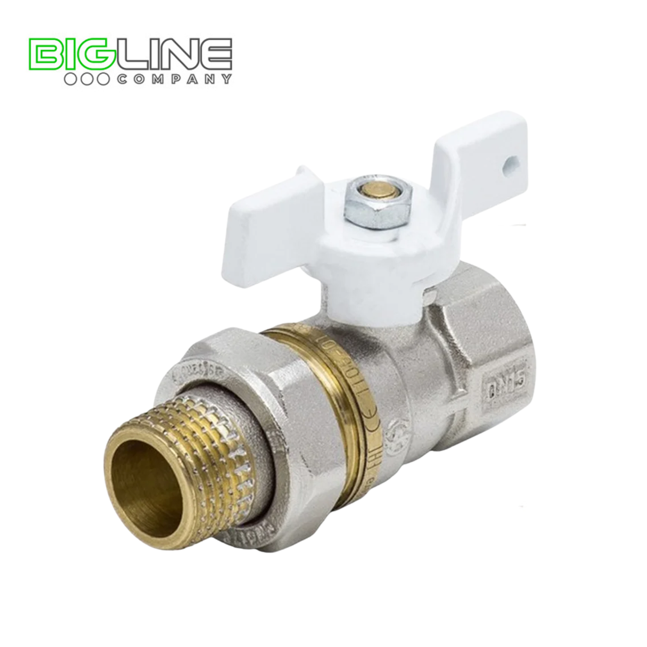 Кран шаровой латунь никель Standart Ду25 Ру25 ВР/аменриканка бабочка Aquasfera