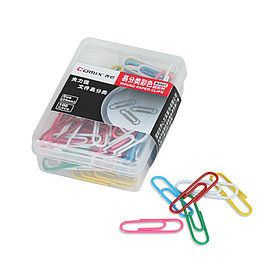 Скрепки металлические Comix B3507, 29 мм., цветные в ассортименте (коробка 100 скрепок)