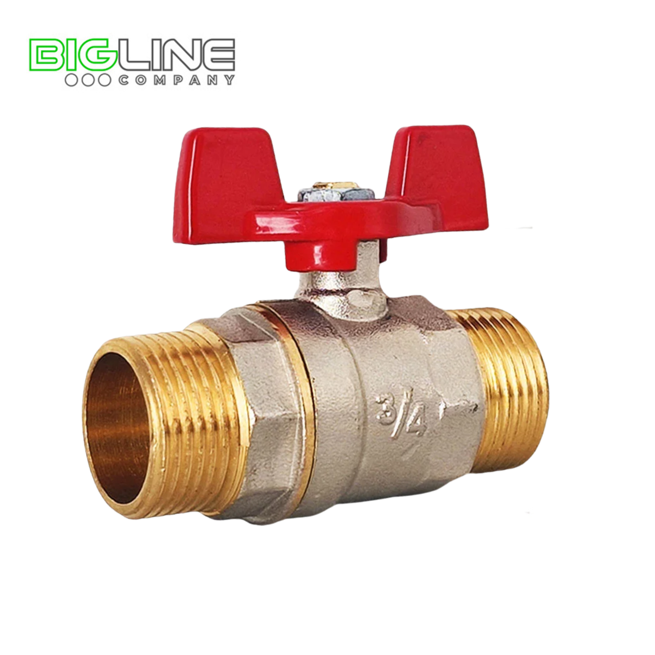 Кран шаровой латунь 3/4 PN25 никель НР/НР бабочка РТП (1/60)