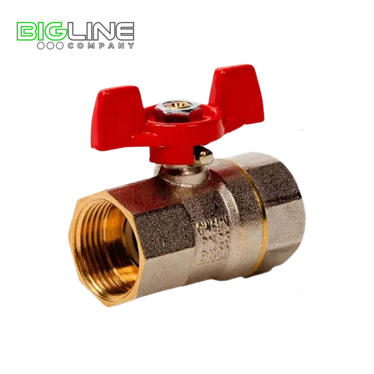 Кран шаровой латунь 1 PN25 никель ВР/ВР бабочка РТП (10/40)