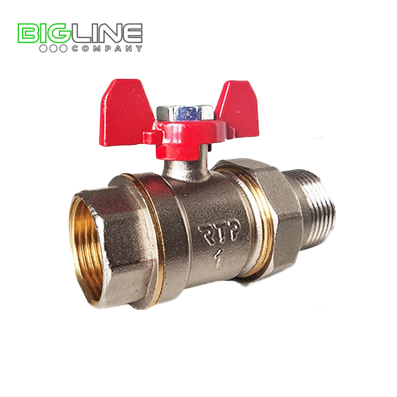 Кран шаровой латунь 1 PN40 никель ВР/НР американка бабочка РТП (5/20)