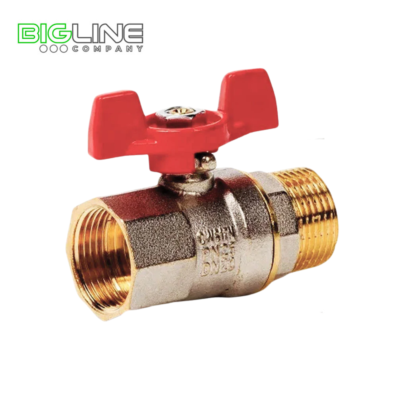 Кран шаровой латунь 1 PN25 никель ВР/НР бабочка РТП (10/40)