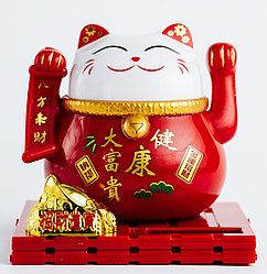 SunnyFengshui статуэтка Кот Манэки Неко, красный 9 см, пластик