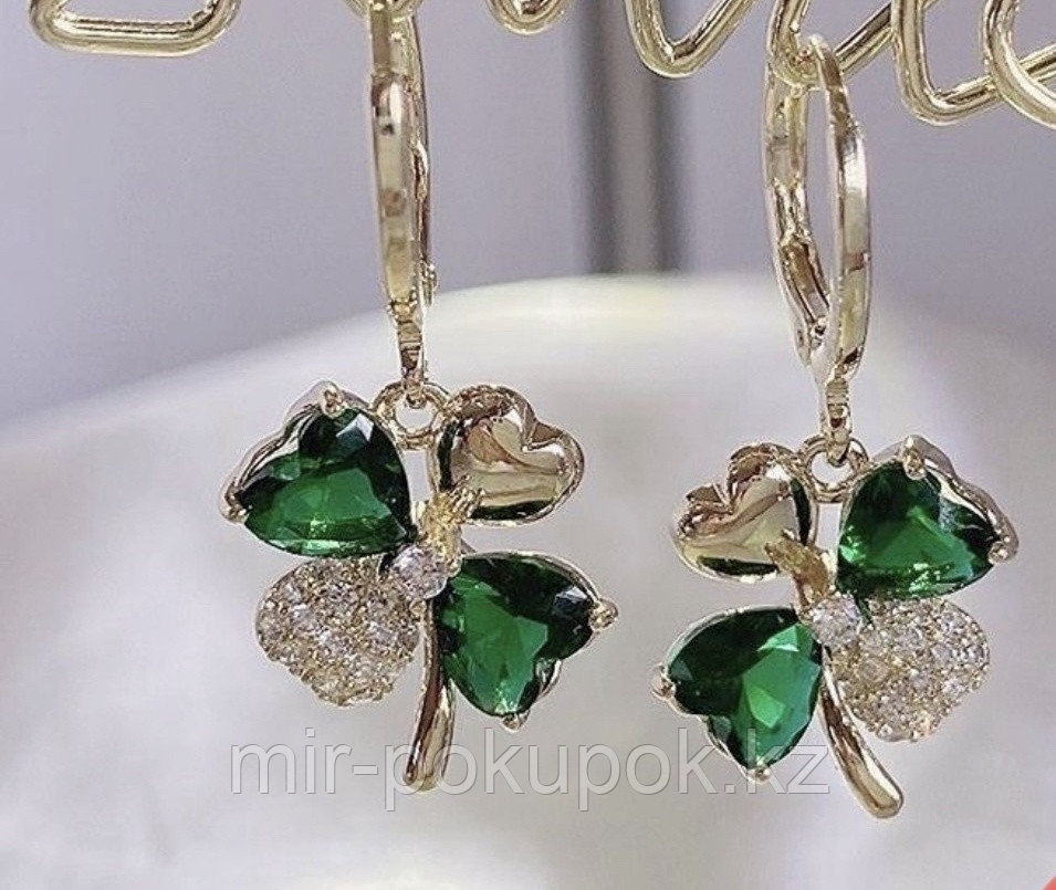 Серьги бижутерный сплав, цирконий, фото 1