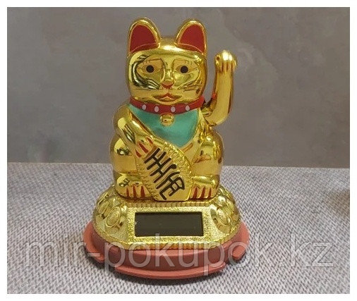 Статуэтка Японский кот удачи Манэки нэко на солнечных батареях 9 см 9 см, пластик, фото 1