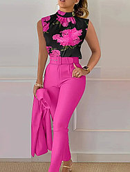 Костюм повседневный черный, розовый