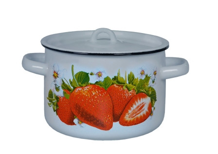 Кастрюля эмалированная 4,5 л, Стальэмаль 1с17с, Клубника садовая, серо-голубой, фото 1