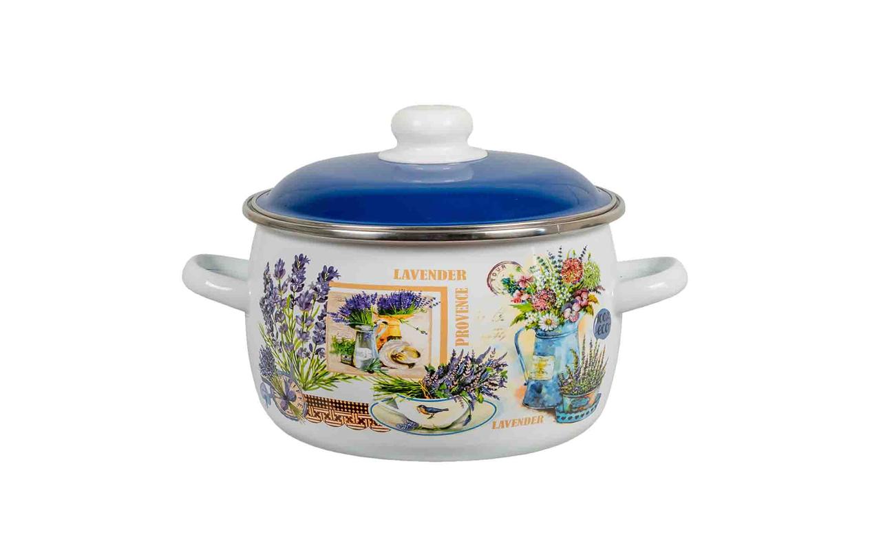Кастрюля эмалированная 4 л, Стальэмаль 6RC201M, Горная лаванда, белоснежный, фото 1