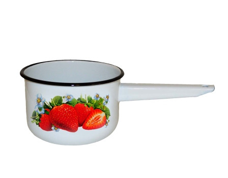 Ковш кухонный эмалированный  1,5 л, Стальэмаль 1с42с, Клубника садовая белоснежный, фото 1
