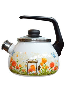 Чайник эмалированный  2 л, Стальэмаль 4с210я, Голландская белоснежный, со свистком, фото 1