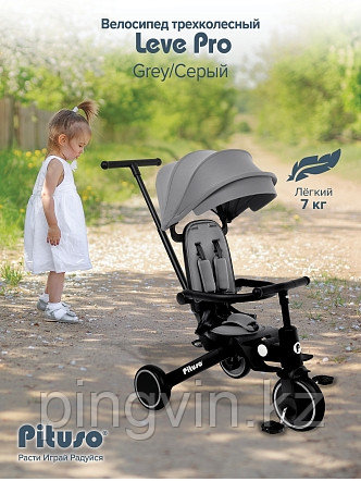 PITUSO Велосипед трехколесный Leve Pro, складной, Grey/Серый, фото 1