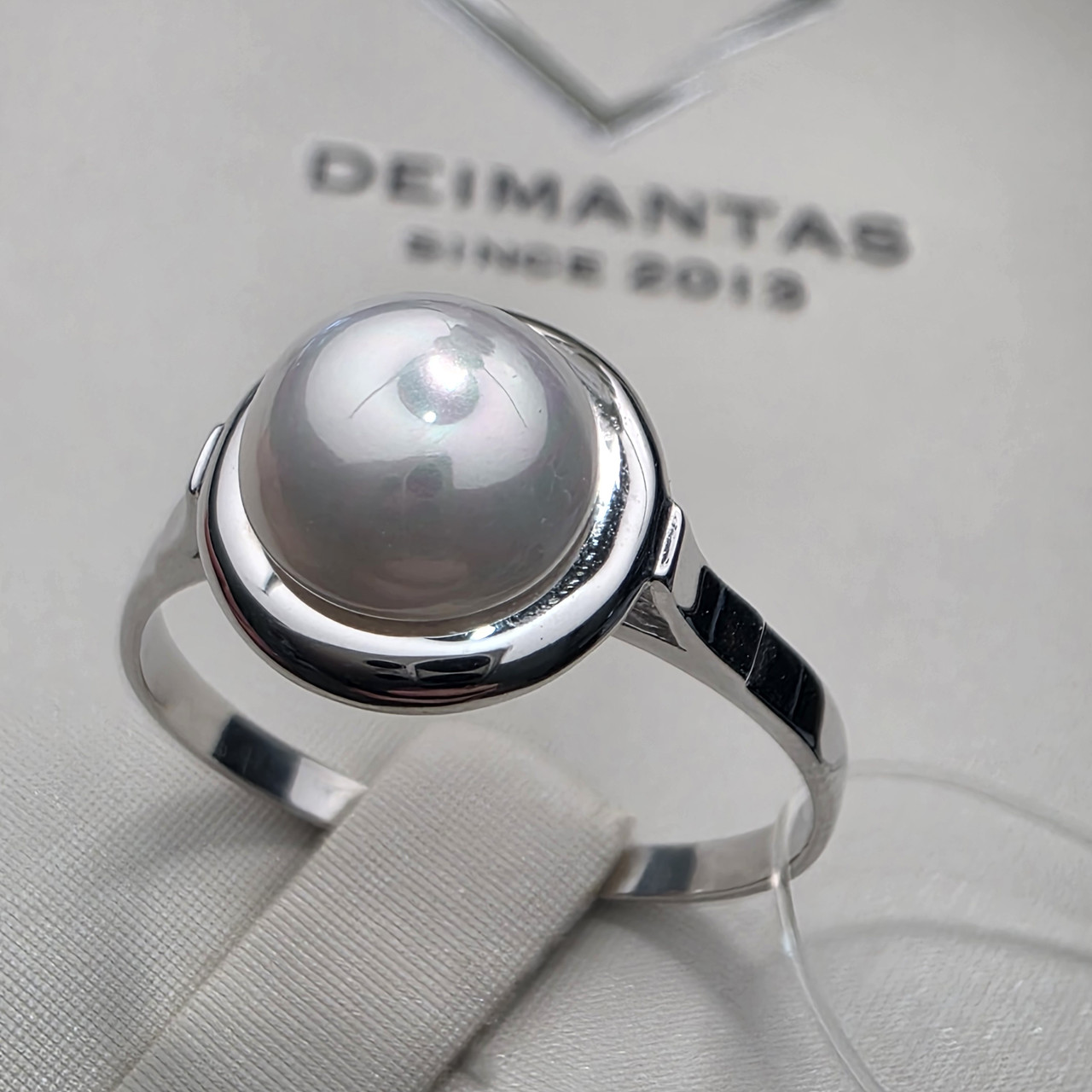 Кольцо серебро 925пр 2,46г, вставка жемчуг искуственный, размер 18,5, фото 1