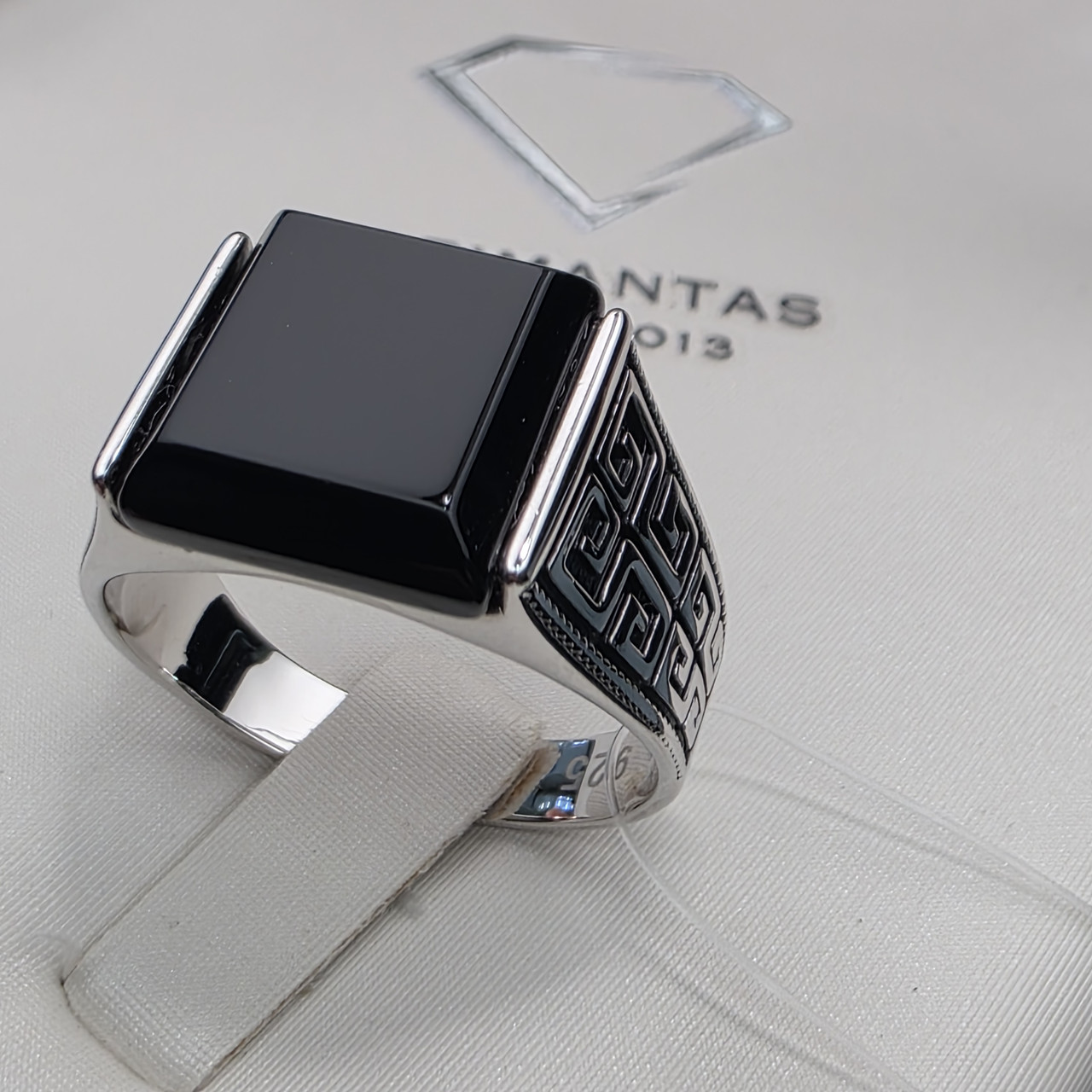 Мужская печатка серебро 925 проба, масса 6,43г, размер 19,5, вставка эмаль, фото 1