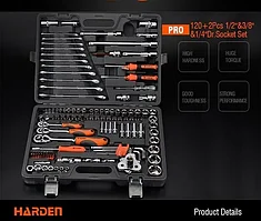 Набор инструментов 120+2  предметов  1/2" и 3/8" Арт.510822