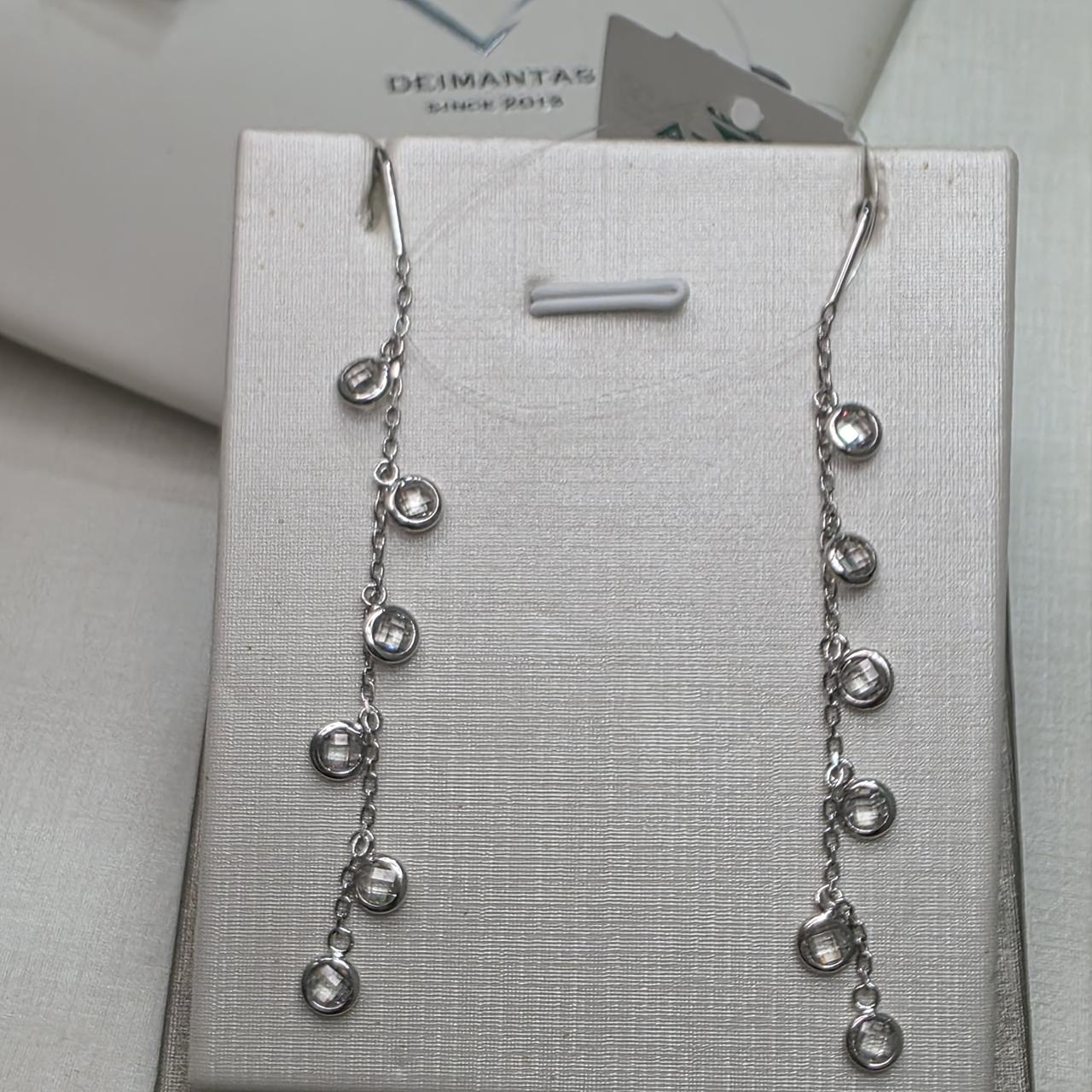 Cерьги протяжки серебро 925пр 3,28г, вставка фианиты, фото 1