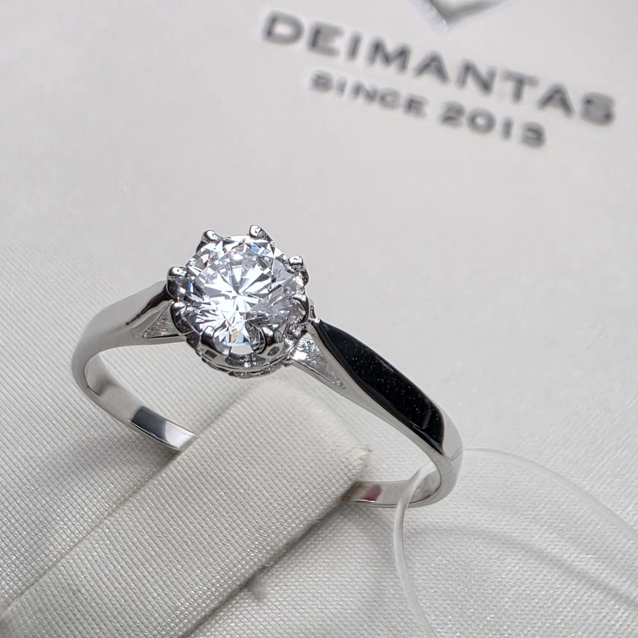 Кольцо серебро 925пр 1,14г, вставка фианиты, размер 17,5, фото 1