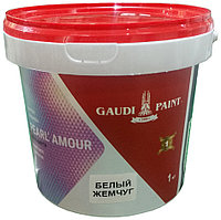 Декоративная краска Gaudi Paint акриловая Pearl Amour моющаяся, влагостойкая, возможность колеровки 1 кг, белый жемчуг