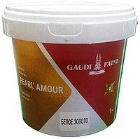 Декоративная краска Gaudi Paint акриловая Pearl Amour моющаяся, влагостойкая, возможность колеровки 1 кг, цвет белое золото