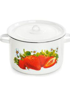 Кастрюля эмалированная 7 л, Стальэмаль 1с18с, Клубника садовая, белоснежный, фото 1