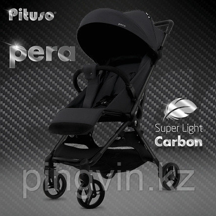 PITUSO коляска детская PERA (прогулочная)Black New/рама carbon/PU, фото 1
