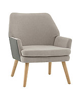 Кресло Harwi серый с серой экокожей деревянные ножки