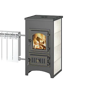 Печь-Камин Везувий ПК-01 (270) с плитой и т/о беж. 9 кВт (150 м3) Ø 115 мм