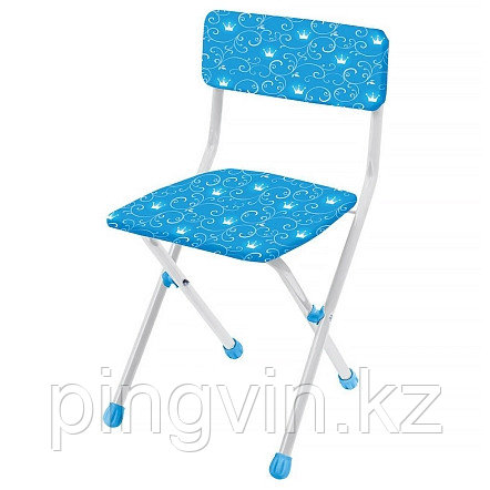 НИКА Стул детский складной мягкий моющийся СИНИЙ с завитушкам корона, фото 1