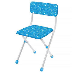 НИКА Стул детский складной мягкий моющийся СИНИЙ с завитушкам корона