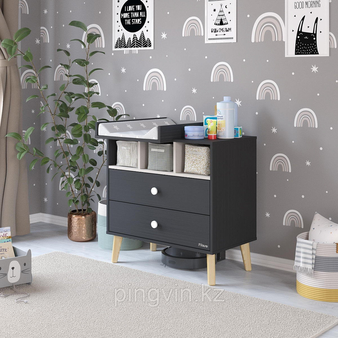 PITUSO Комод серия Kids Luxor ЛДСП Черный-кашемир, фото 1