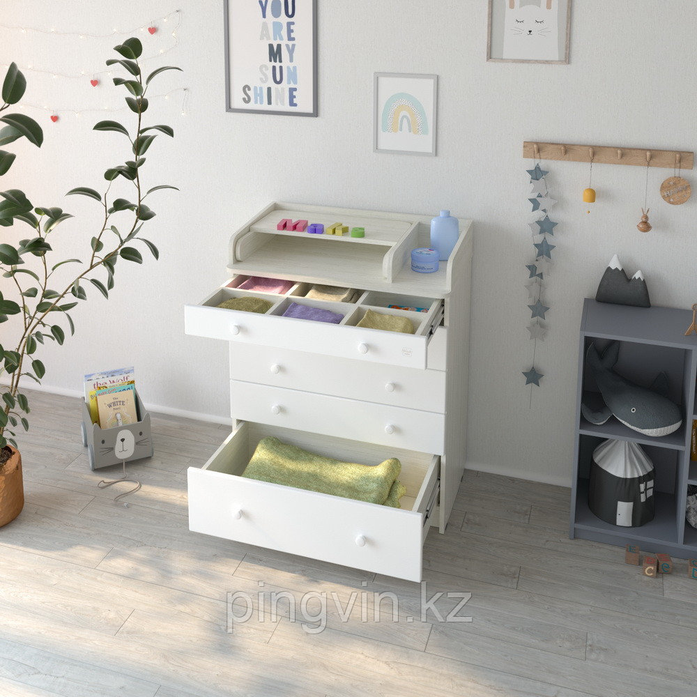 PITUSO Комод раскладной TAUN (5 ящ) Древесина белая-белый софт, фото 1