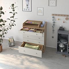 PITUSO Комод  раскладной TAUN (5 ящ) Дуб канзас-Серый шелк