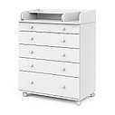 PITUSO Комод раскладной/колесо TORI (5 ящ) Белый-белый, фото 6