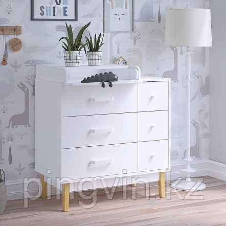 PITUSO Комод серия Kids Vintage Premium ЛДСП Белый аляска 6 ящиков, фото 1