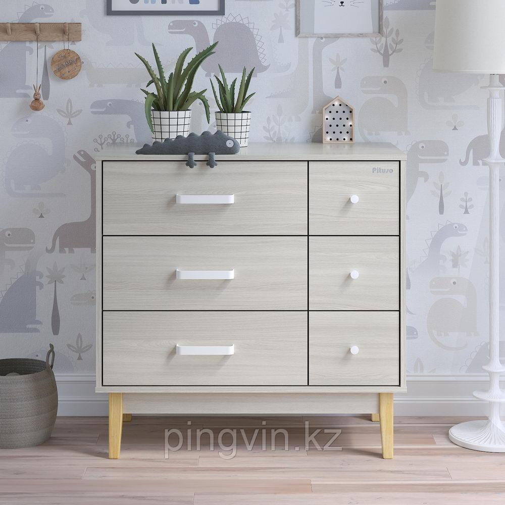 PITUSO Комод серия Kids Vintage Premium ЛДСП Шимо светлый 6 ящиков, фото 1