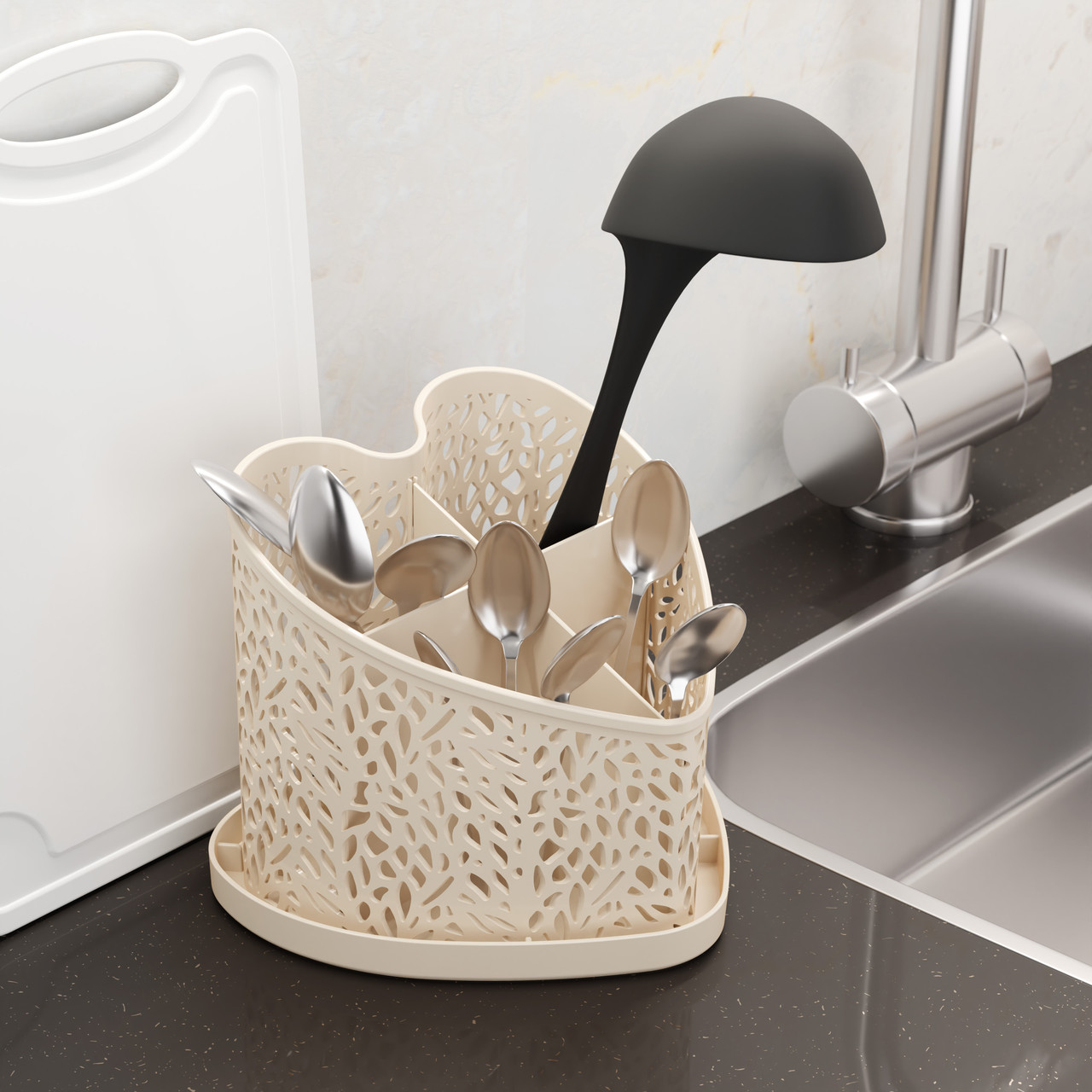 Подставка под столовые приборы "Сердце" бежевый Альтернатива, фото 1