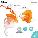 PITUSO Пустышка силиконовая + держатель размер M ORANGE FOX, фото 2