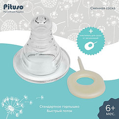 PITUSO Сменная соска для бутылочки стандартное горло L (быстрый поток)
